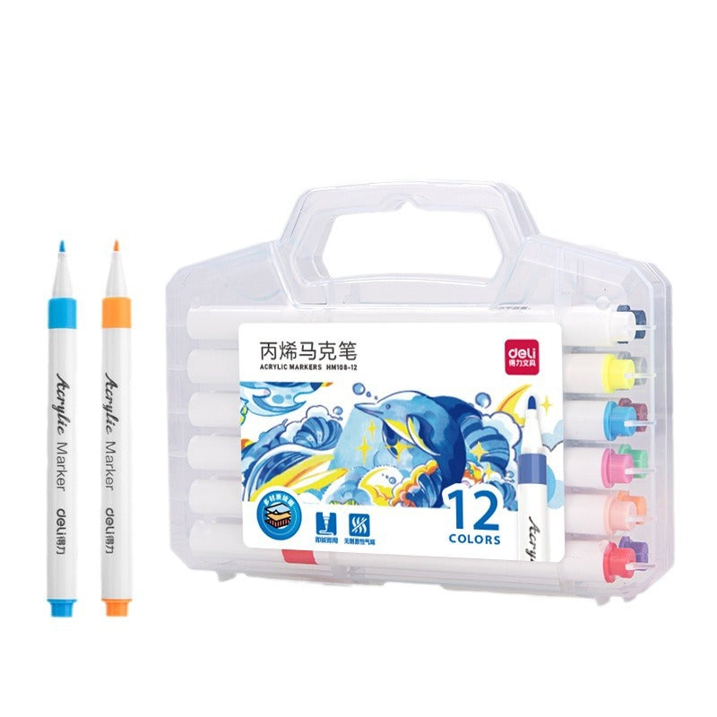 Deli acrylic marker 24-color children's water-based color pen single head opaque and stackable 48-color DIY acrylic pen