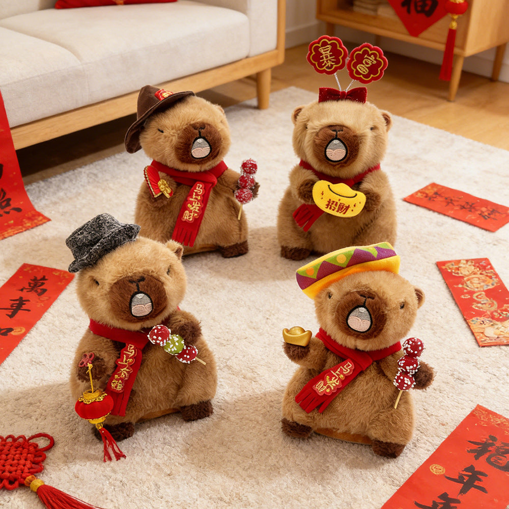 New year mascot capibala capybara xiaohongshu douyin same style new year model learning to speak and dance plush toy