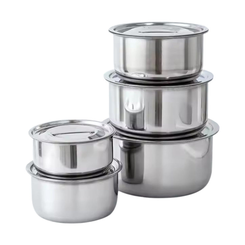 Stainless steel cookware set - cross-border five-piece cookware set with lids, three-piece saucepan set, thai pot, indian pot