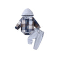 Baby boy & girl autumn/winter plaid hooded romper and pants set