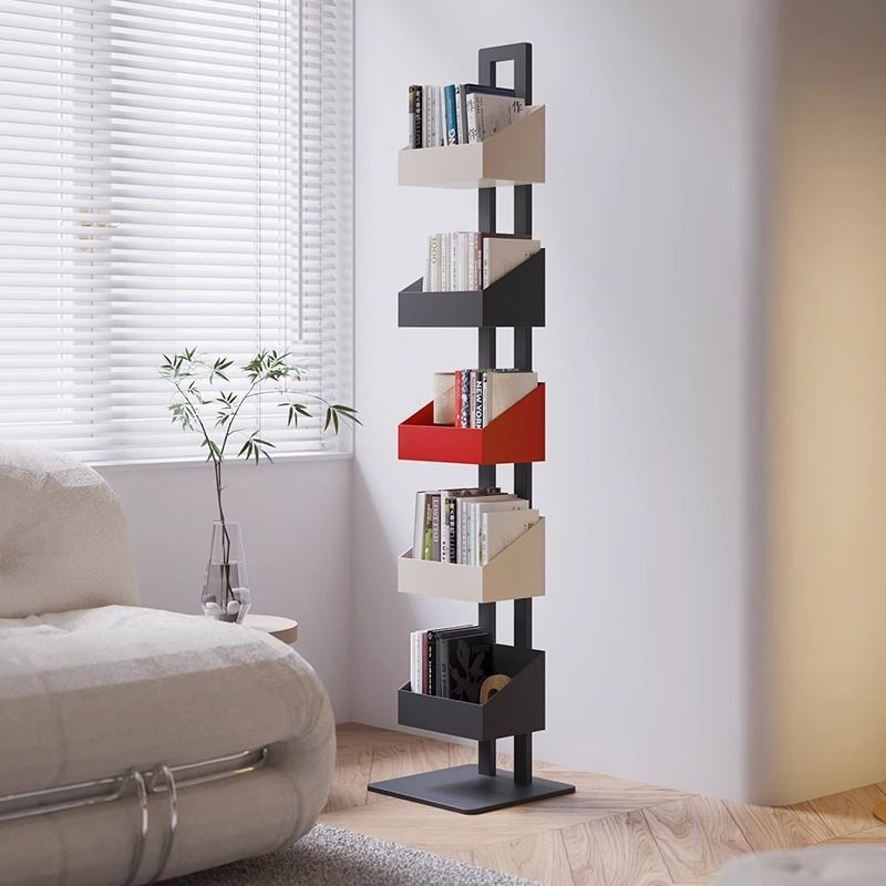 Invisible floor-to-ceiling bookshelf for living room, home iron art corner storage display shelf, 3d children's multi-layer bookcase and storage rack