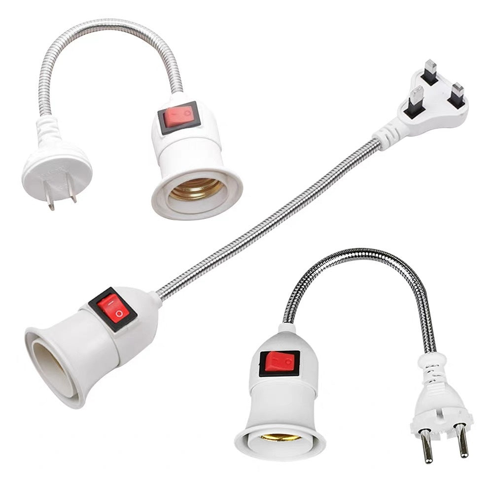 European standard lamp holder with switch socket lamp british standard hose lamp holder plug bedroom wall lamp e27 screw led plug lamp holder