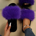 Fuzzy slippers women's outerwear 2025 new korean style ins trendy shoes autumn and winter one-strap thick sole cotton slippers autumn and winter collection
