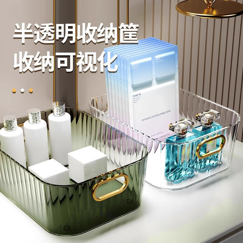 Cosmetics storage box Premium desktop finishing box Light luxury PET storage basket Acrylic mask storage box