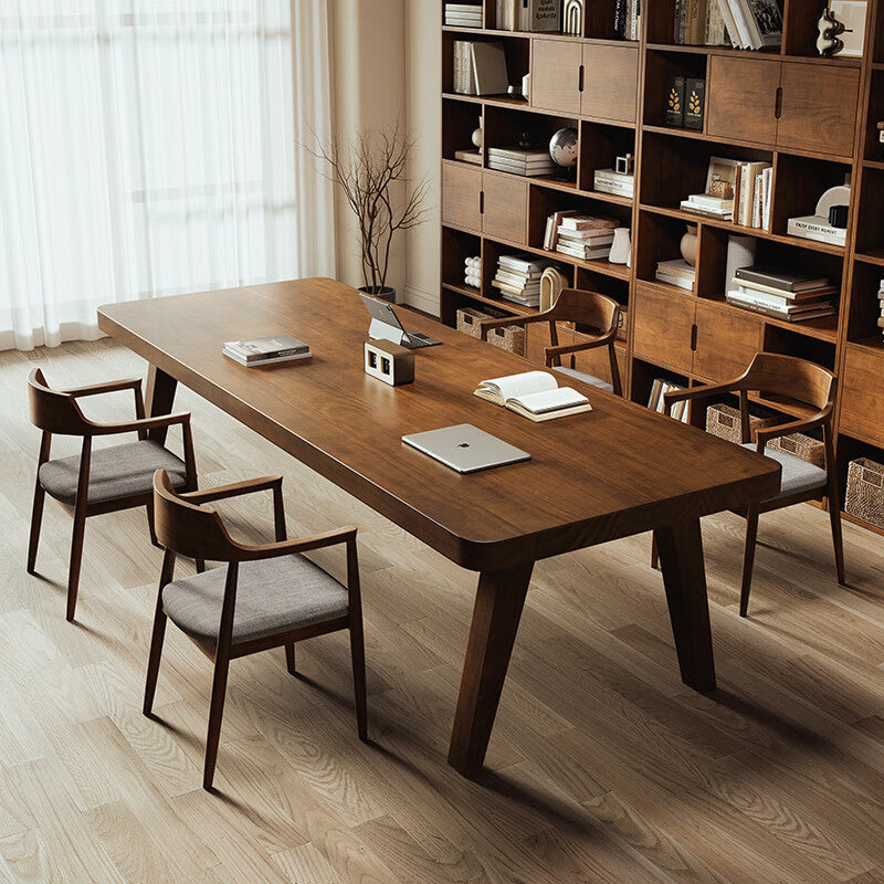 Solid wood large desk - double seater study & reading table for living room, minimalist office computer desk, conference table, workstation table