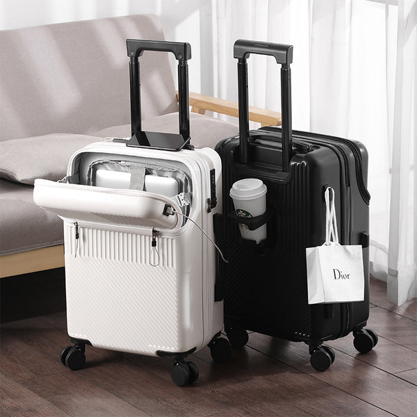 Business front open suitcase women's small 20-inch boarding light trolley case cup holder 24 suitcase male student