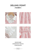 girl cutedresslong sleeves fungus edge shirtpatchwork long skirt pink stereo flower children's a-line skirt
