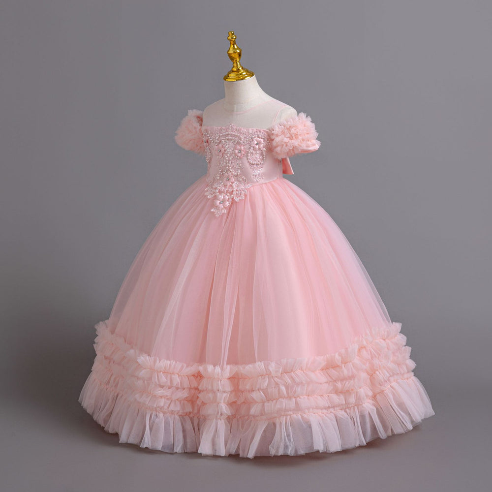 Ready-to-ship new girls' flower girl princess dress, tutu wedding dress, children's formal gown, piano recital dress, kids' dress