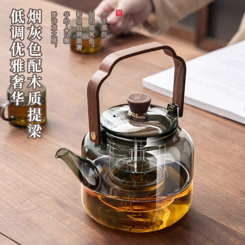 Tea kettle thickened glass handle kettle large capacity tea maker steaming all-in-one health-preserving kettle electric ceramic stove bubble tea kettle