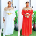 European and american cross-border   plus size women's clothing african solid color maxi dress new style dress with belt
