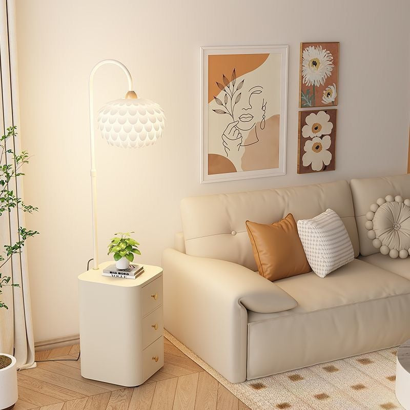 Cream style floor lamp with drawer small apartment for home bedroom bedside table all-in-onefrench storage popular atmosphere lamp