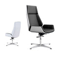 [high back] piano white + black/fixed feet