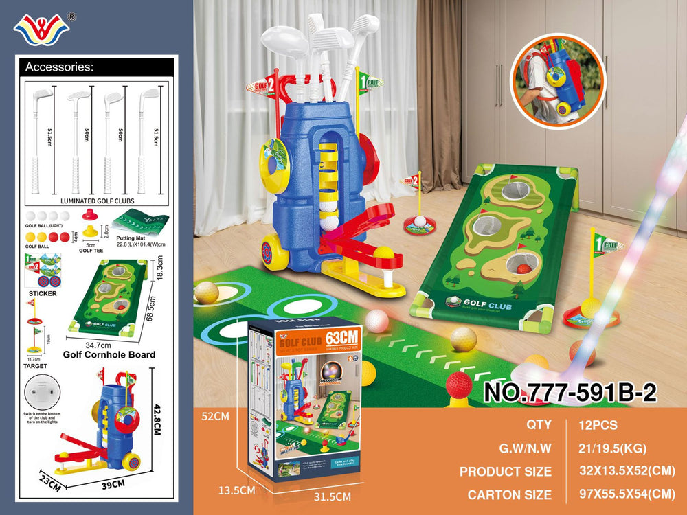Kids' golf set - indoor/outdoor pull rod telescopic box - sports toy - parent-child interactive - realistic portable golf kit