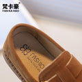 Vancahao single-sided velvet birkenstock shoes  spring & fall new arrivalkidsfashion leather shoes soft bottom bean shoes student flats
