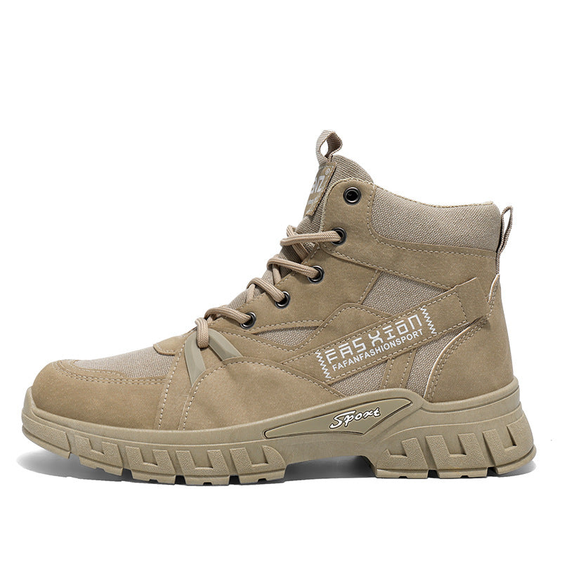 Boots men's shoes spring high-top british style retro mid-top workwear boots outdoor sports hiking desert combat boots