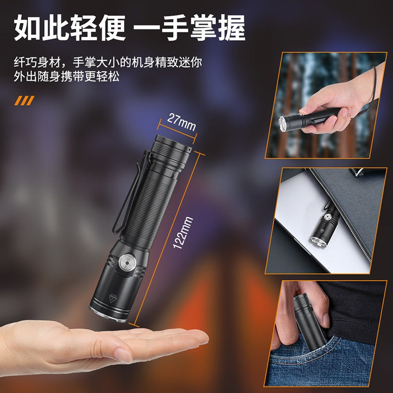 Cross-border new white laser long-range flashlight, strong light charging, super bright outdoor convenient emergency light, patrol flashlight