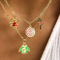 Christmas necklace wholesale: cross-border hot seller - fashionable enamel snowflake bell christmas tree pendant, simple and versatile necklace