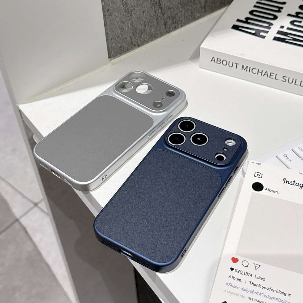 Instantly transform your phone with this minimalist, lambskin-textured iphone 17 pro max case. featuring a large viewing window and drop-proof protection, it's also compatible with iphone 11