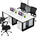 Economical four-seat office desk and chair set with partition for employees - includes two double-desk workstations and computer desks