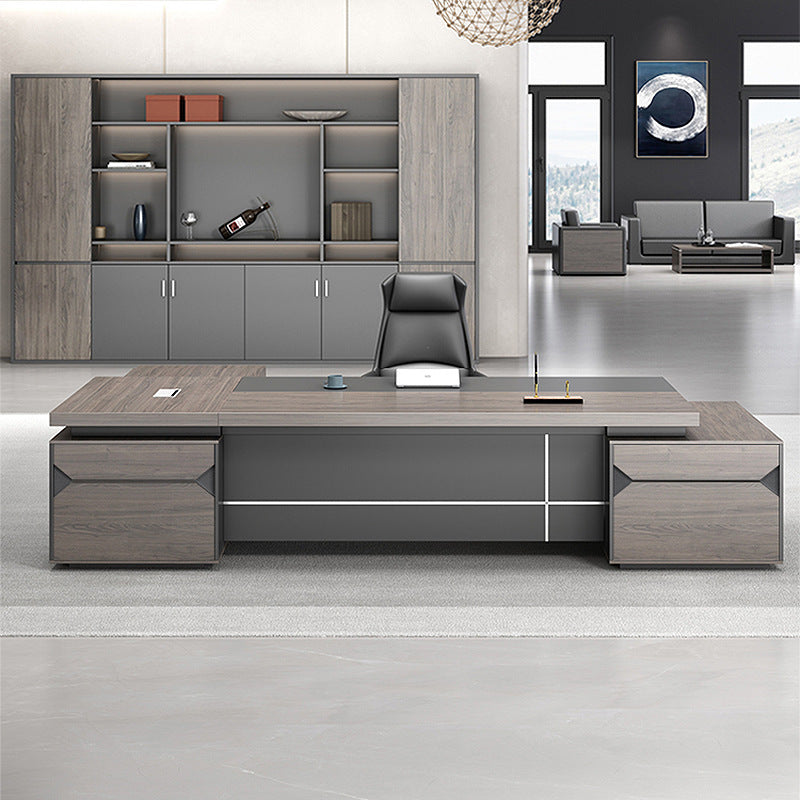 Saint li boss desk and chair set - executive office desk combination - manager's desk - supervisor's desk - single person office desk