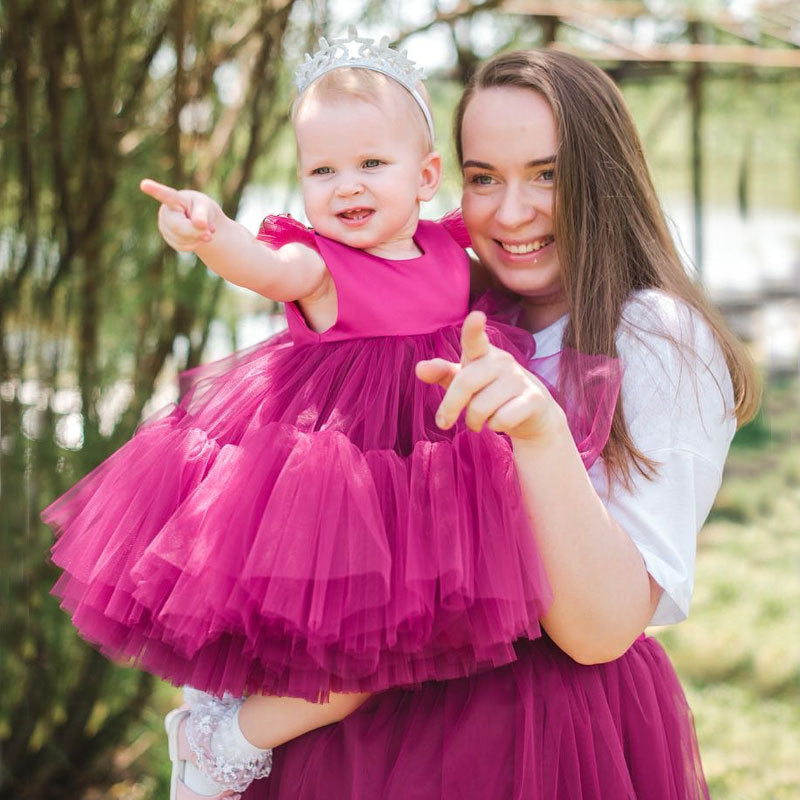 Amazon's new kids dress tutu cake skirt princess skirt female flower girl first birthday baby dress