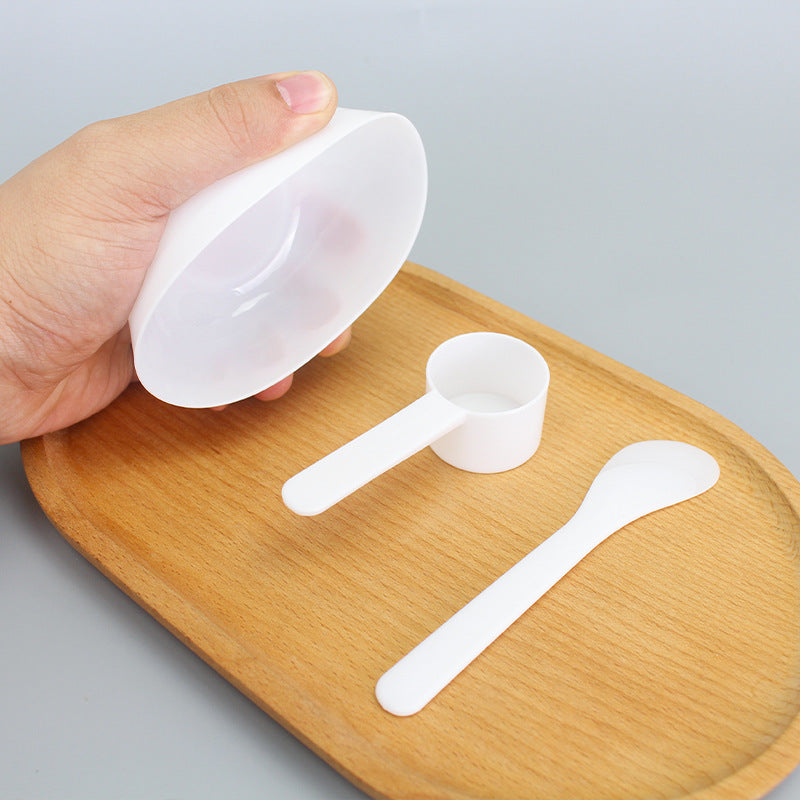 Zhiwei beauty salon spa tools mask bowl three-piece set plastic bowl mixing stick 10g flats measuring spoon