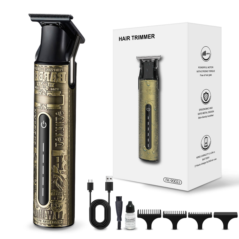 magnetic limit comb electric hairdressing machine washable fast charging hair salon special cutting oil head carving push white electric clipper