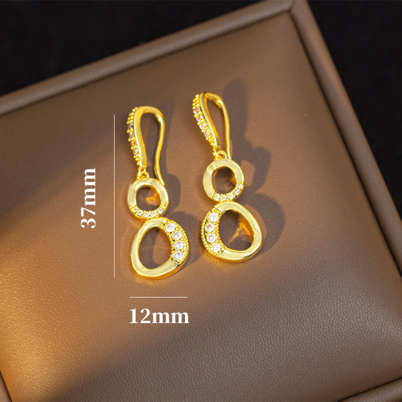 [set] cross-border fashion elegant light luxury full zirconium sweater chain exquisite copper micro-embedded earrings necklace jewelry combination