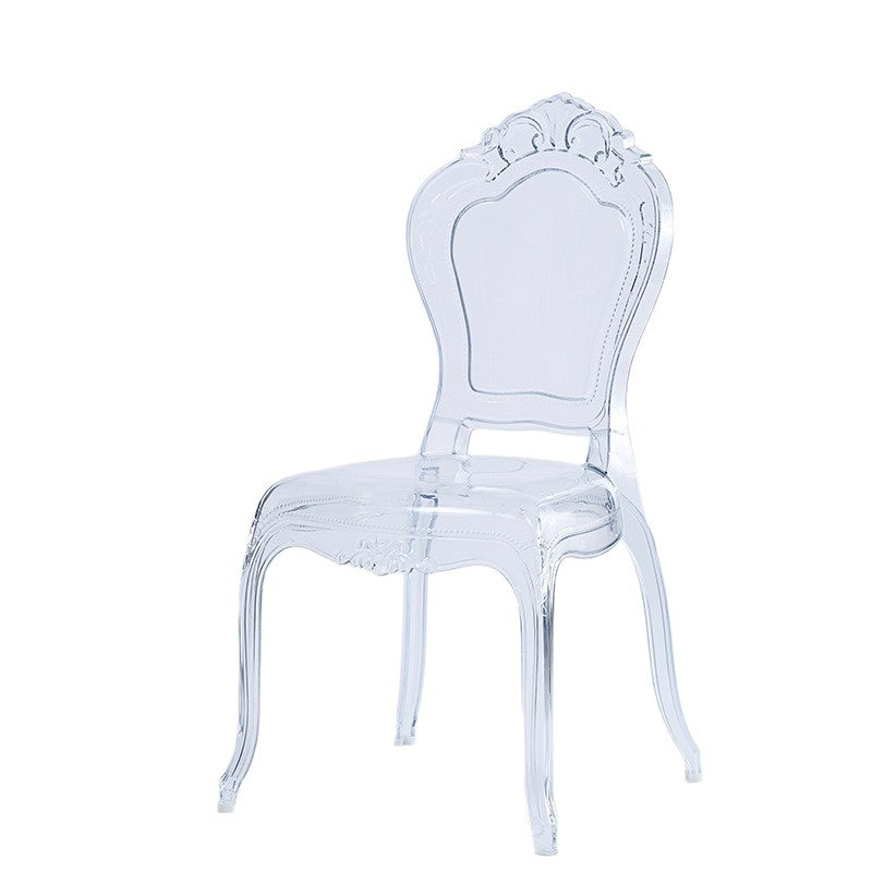 Acrylic clear dining chair, palace style chair, pc plastic backrest chair, wedding hotel minimalist event crystal banquet chair