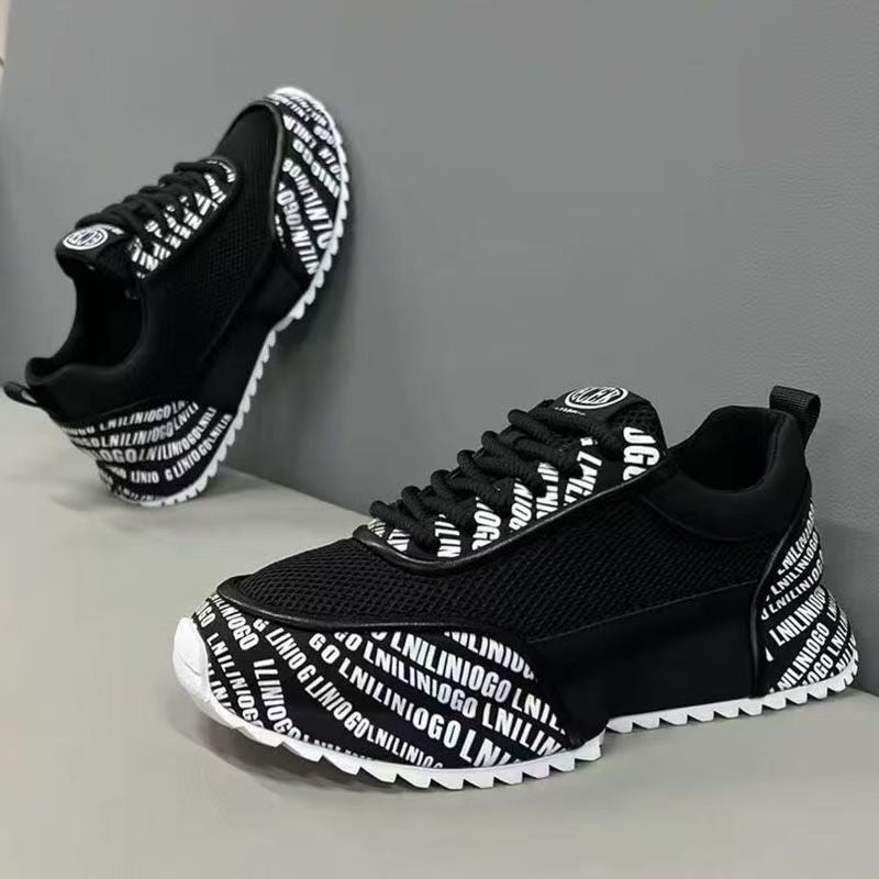 2025 winter men's trendy casual shoes: versatile, breathable mesh, fashionable soft sole, lightweight korean style running sneakers