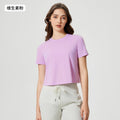 Summer crew neck yoga top - short, loose fit, quick-dry, women's lightweight & breathable activewear t-shirt d25016