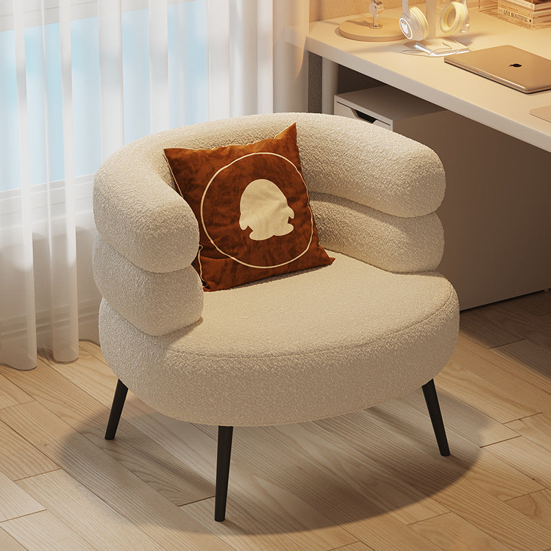 Nordic style lambswool single casual chair plaid makeup chair cute for home small sofa cross-border accessible luxury round stool