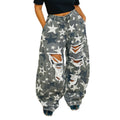 Yln8407 cross-border independent station   new washed camouflage star ripped scimitar jeans
