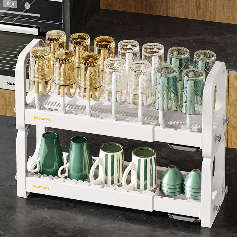 Dish storage rack Drain rack Household multi-functional bowl rack Tableware storage box Cupboard Kitchen dish rack