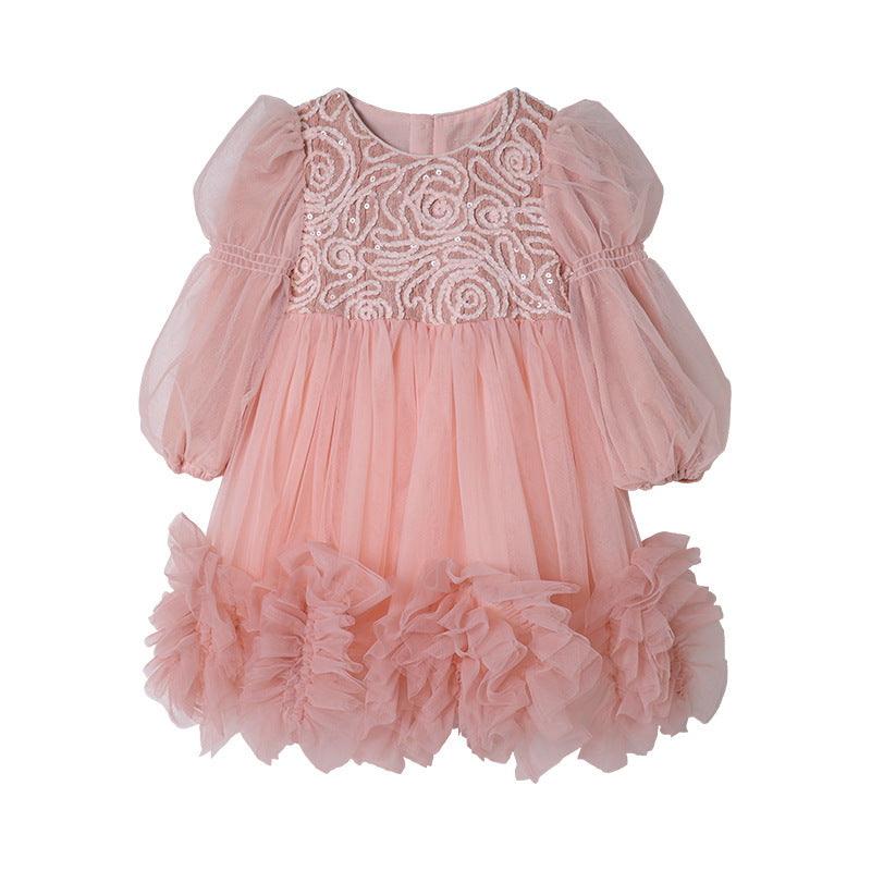 Girls' dress -  autumn new arrival: stunning extra-full pink tulle tutu dress, perfect for first birthday celebrations and princess outfits