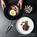 Ceramic matte white western dinner plate, matte steak plate, wear-resistant pasta plate, gold-rimmed matte dinner plate - wholesale from manufacturer