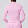 seamless pure color tight high elastic breathable stand collar zipper outwear sports running fitness yoga wear tops for women