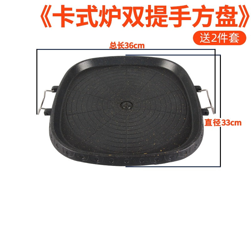 Outdoor thickened picnic charcoal barbecue frying pan barbecue plate iron plate neutral plate stripesfor home non-stick grill pan