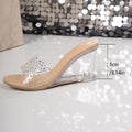 plus size 2026 summer new crystal wedge heel fairy style transparent sandals french versatile round toe high heels