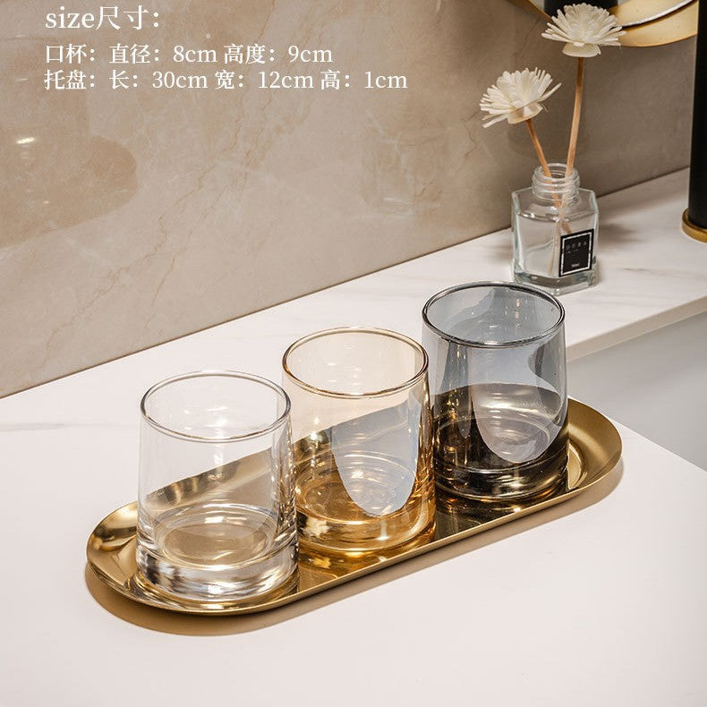 Glass mouthwash cup minimalist toothbrush cup couple's home toothbrushing cup set hotel guest room wash cup toothbrush cup