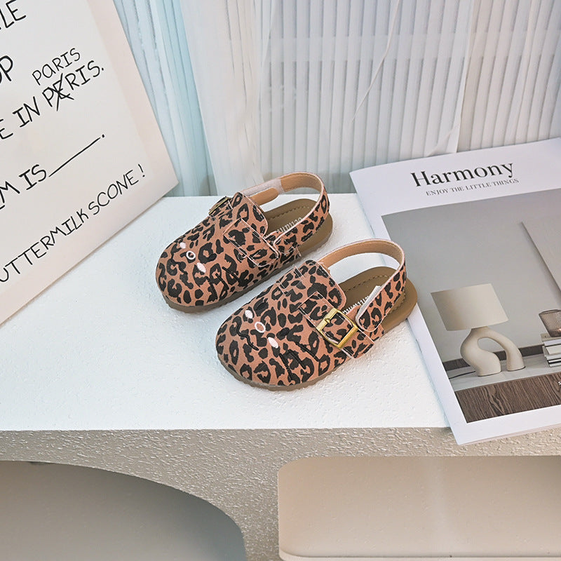 Vancahao girls' foreign trade sandals  summer new korean style children's softwood toe cap flats korean birkenstock shoes