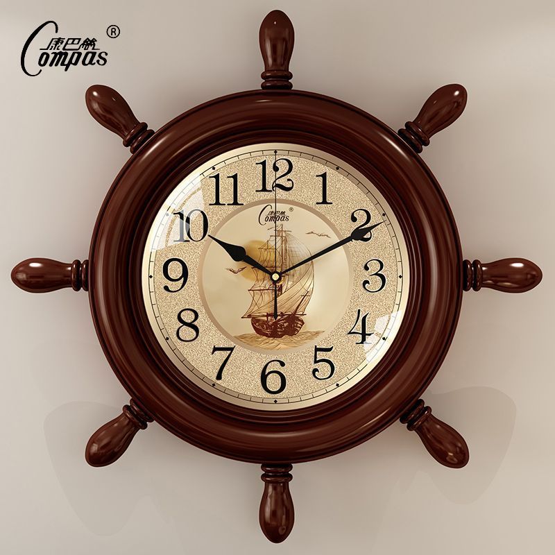 Rudder new chinoiserie wall clock living room mediterranean wall clock fashion clock silent quartz clock creative clock