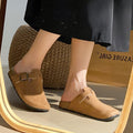 New arrival lazy shoes birkenstock slippers women's spring & fall home thick solenon-slipoutwearpure color toe-cap half slippers wholesale