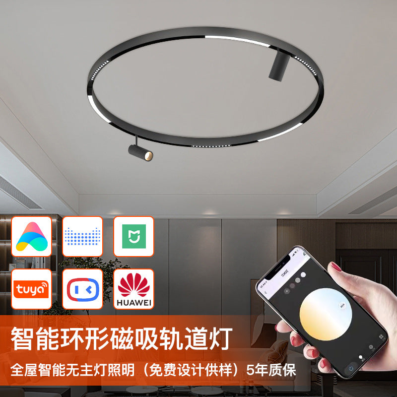 Intelligent embedded circular magnetic track light surface mounted living room curved no main light lighting concealed led ring light