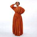 European and american cross-border women's fashion:  summer new arrivals - chic v-neck blouse and high-waisted midi skirt set