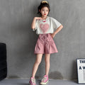 Girls' summer korean style outfit  new casual girl's short sleeve and shorts two-piece set student sweet t-shirt