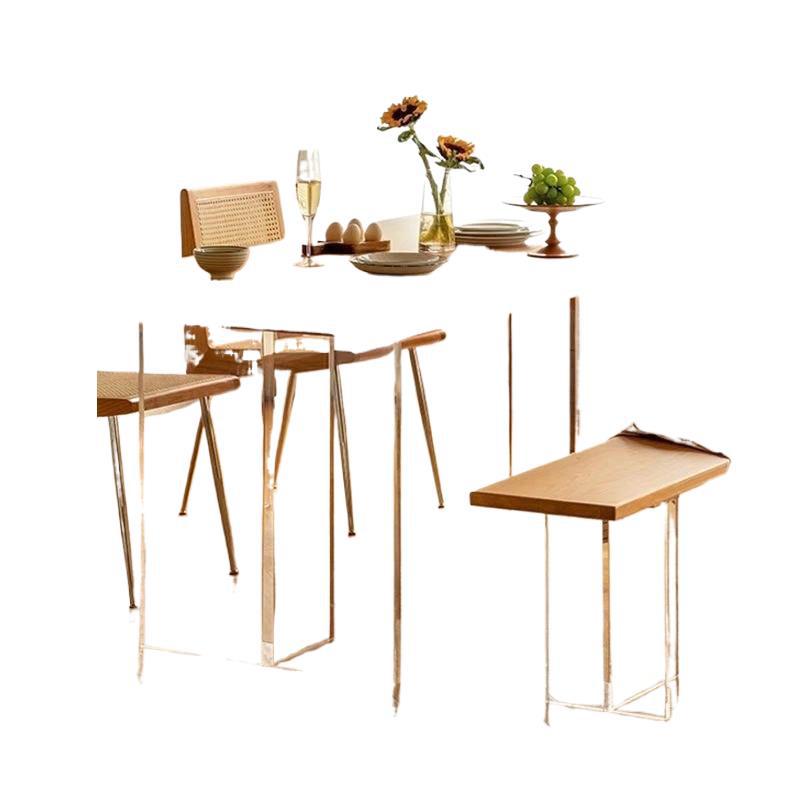 Acrylic solid wood suspended dining table and chair small apartment log style living room desk computer table rectangular dining table