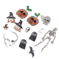 Halloween earrings wholesale fashion cross-border diamond-encrusted skull alloy jewelry pumpkin head witch earrings bat earrings