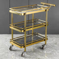 Heavy-duty square tube stainless steel serving cart - 3-tier multifunctional food delivery trolley for hotels - in stock