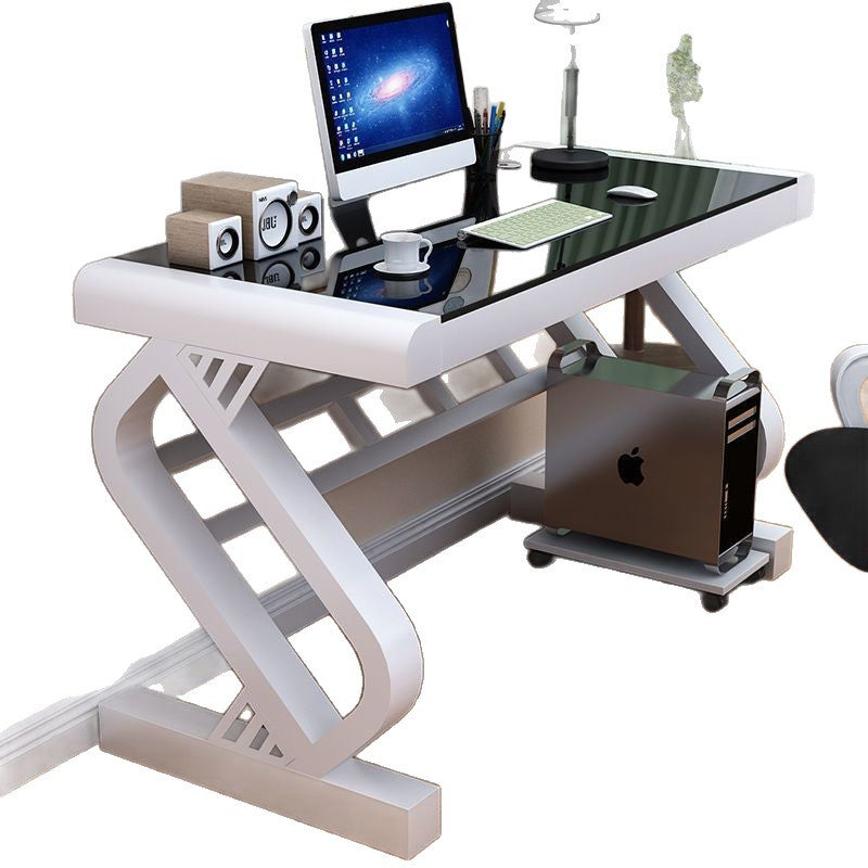 Computer desk desktop home bedroom student study desk simple tempered glass office writing desk economical